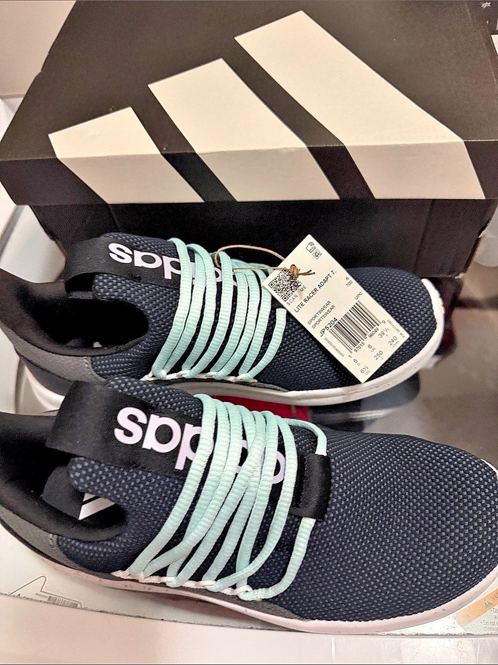 Adidas lite racer Sport Women's Sneakers Black and turquoise US 6.5 NWT